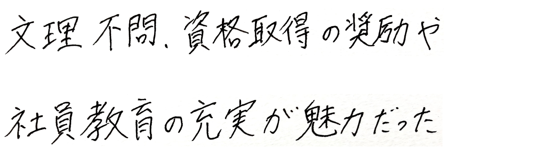 文理不問、資格取得の奨励や社員教育の充実が魅力だった